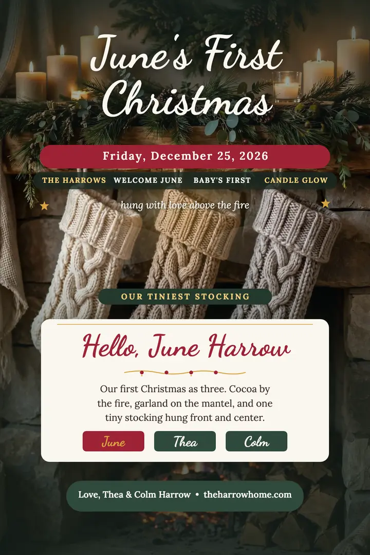 June's first Christmas stocking poster template