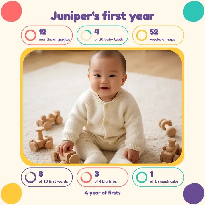 Juniper's first year recap post: baby first year recap template