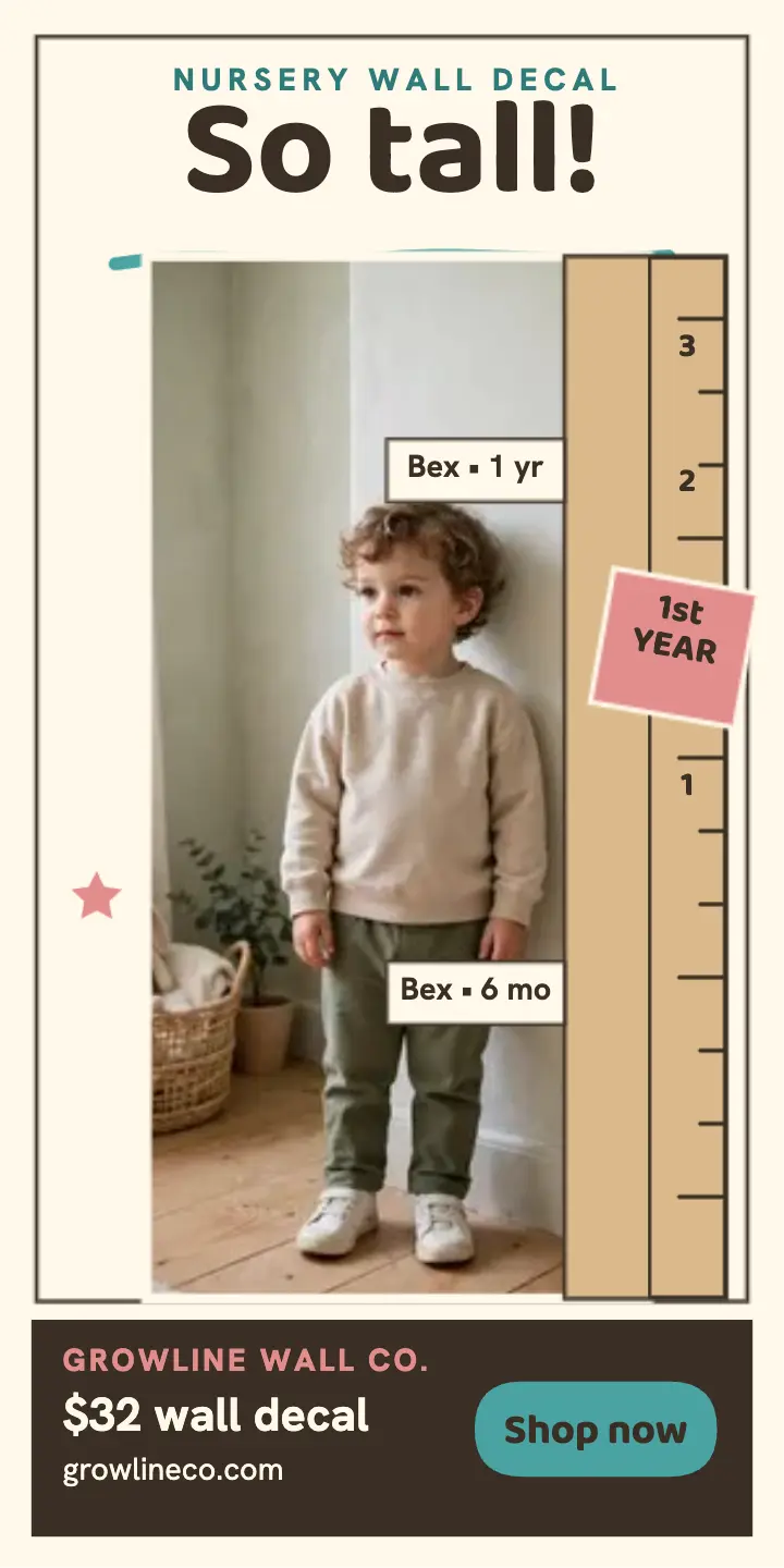 Growline first-year ruler ad: baby growth ruler ad template