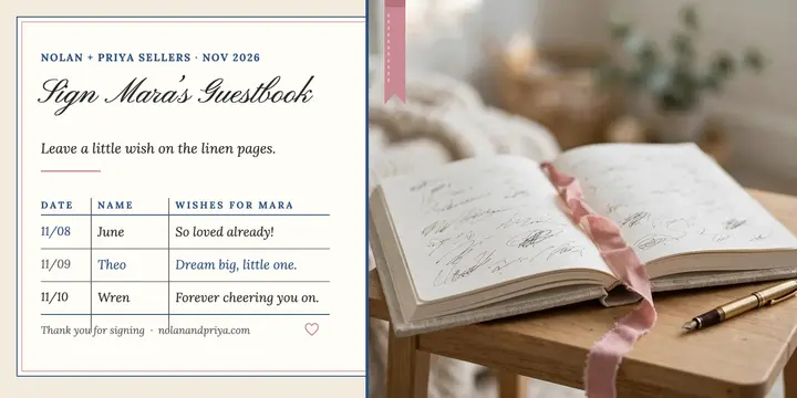 Baby guestbook signing post, Mara template