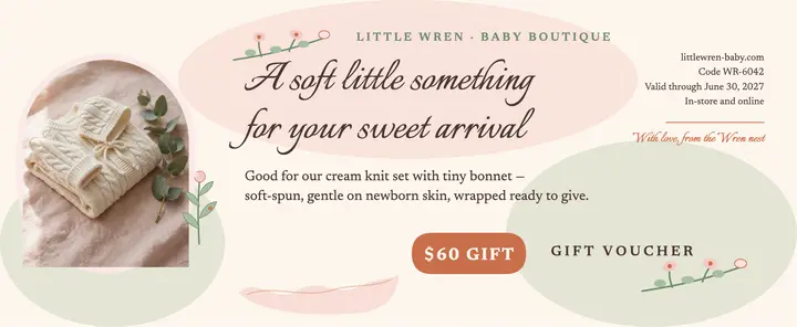 Little Wren baby knit gift voucher template