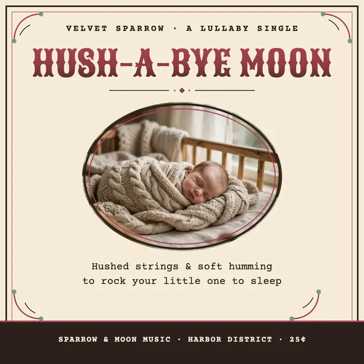 Hush-a-Bye Moon lullaby ragtime cover: lullaby single cover template