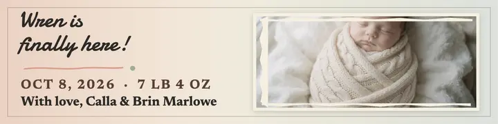 Wren membrane new baby banner: new baby announcement banner template