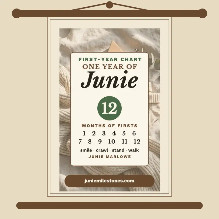 One year of Junie milestone wall chart template