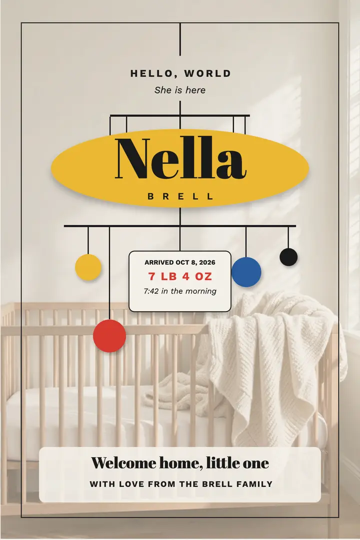 Nella baby arrival mobile poster template