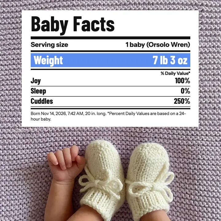 Baby facts nutrition label announcement template