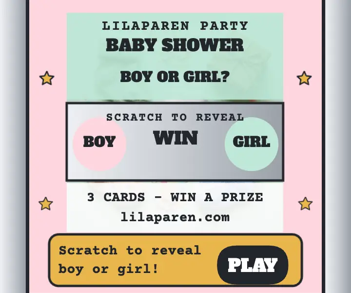 Lilaparen baby shower scratch reveal ad: baby shower scratch ad template