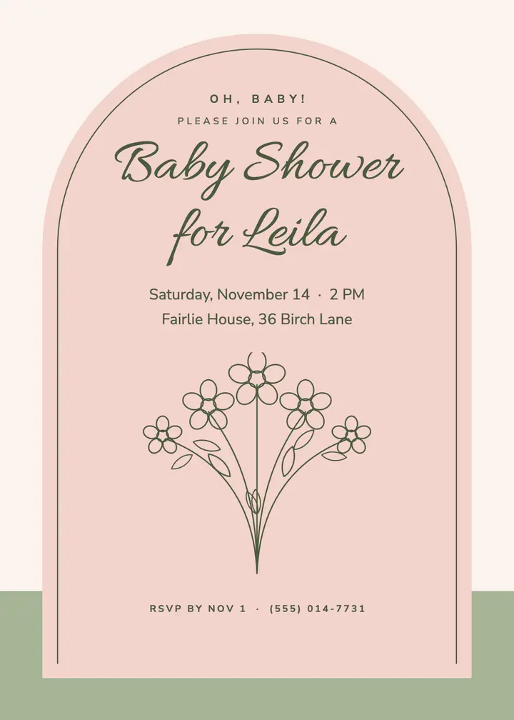 Blush arch baby shower invitation template