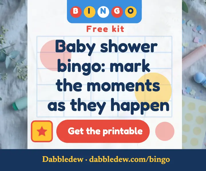 Dabbledew baby shower bingo kit ad template