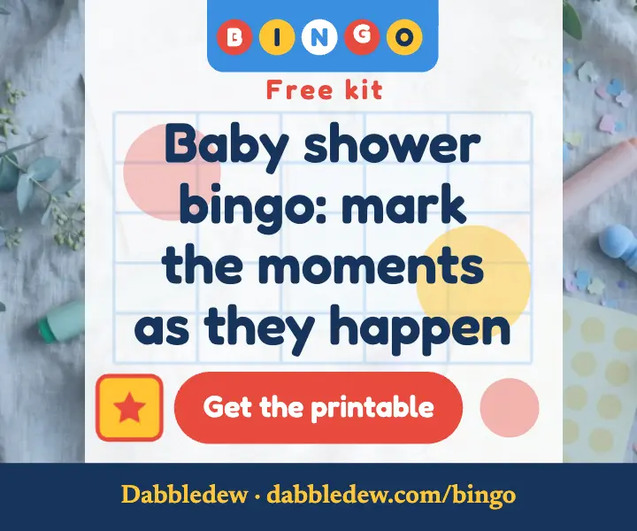 Dabbledew baby shower bingo kit ad template