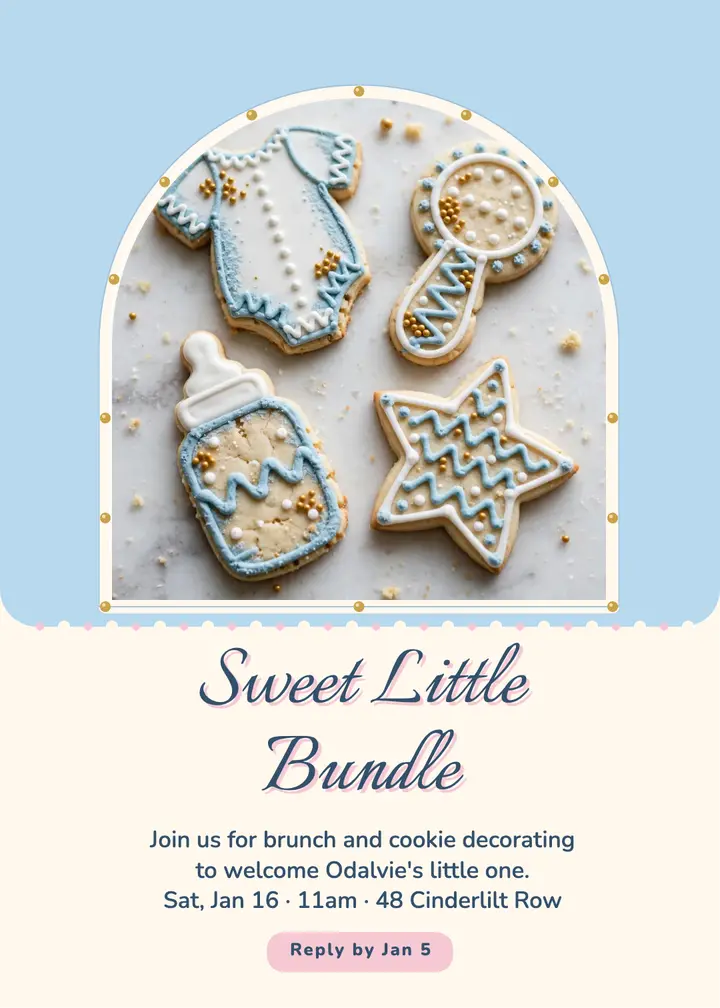 Baby shower cookie brunch invitation template