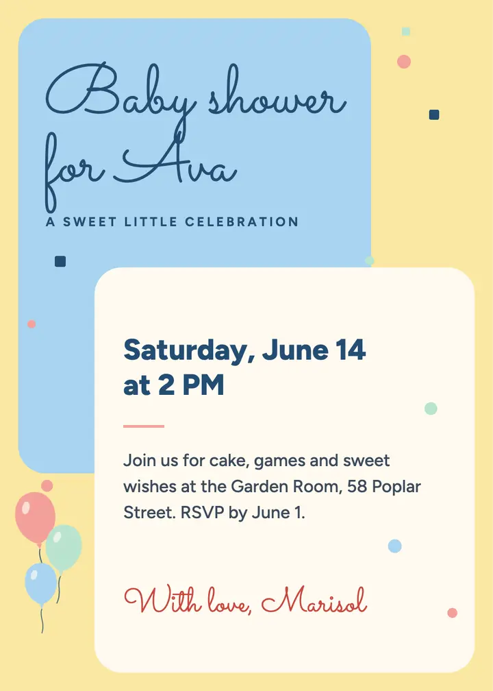 Baby shower invitation template