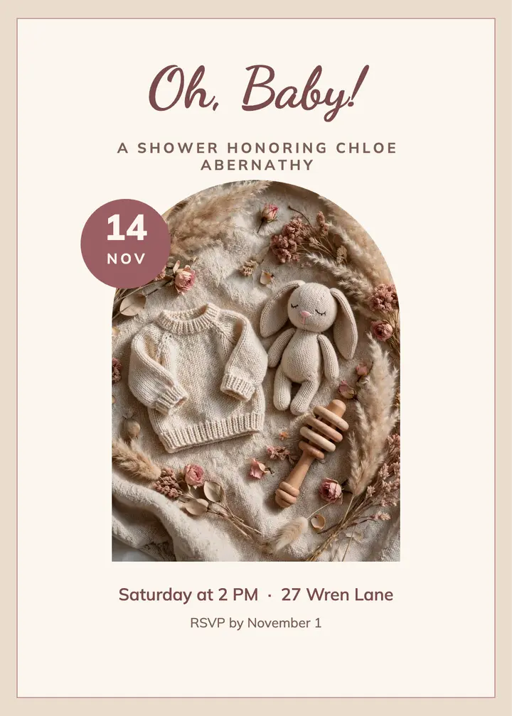 Oh baby shower invitation template