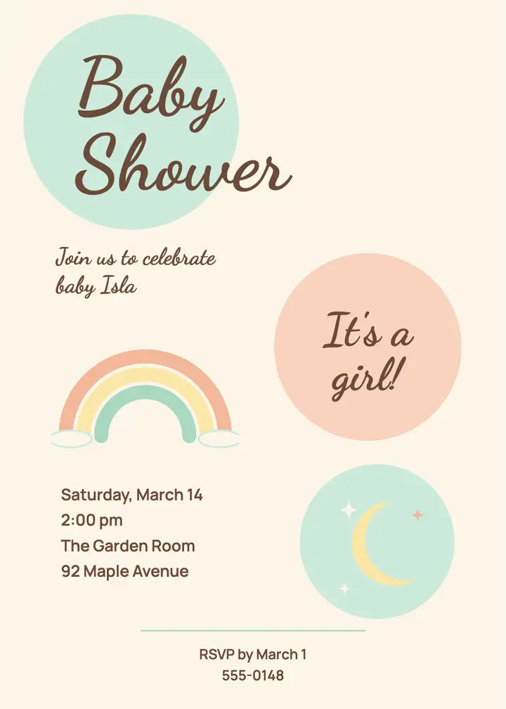 Pastel baby shower invitation template