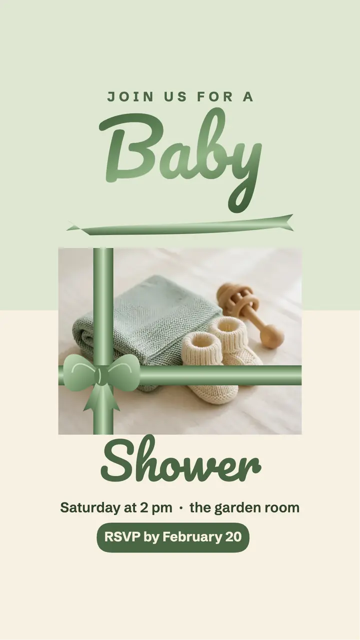 Baby shower satin ribbon lettering story template
