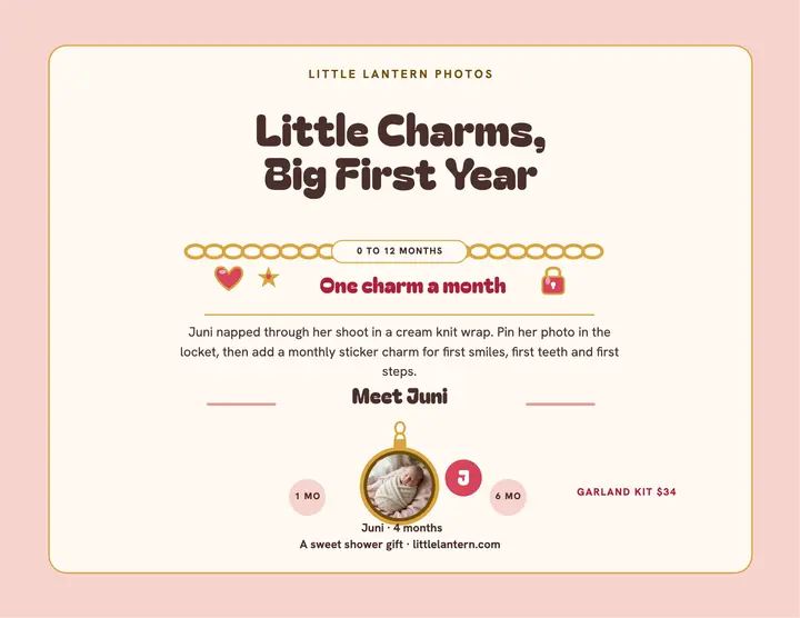 Baby first year charm keepsake flyer: baby first year flyer template