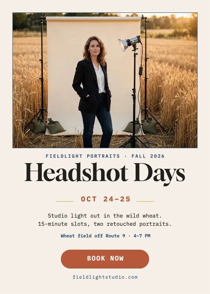 Fieldlight fall headshot days invitation template