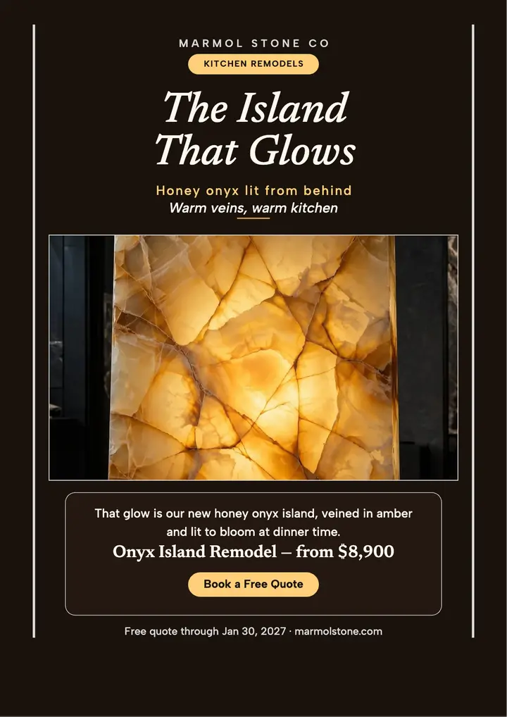 Glowing onyx island remodel flyer template