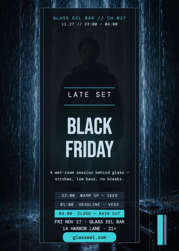 Glass Eel late set invitation template