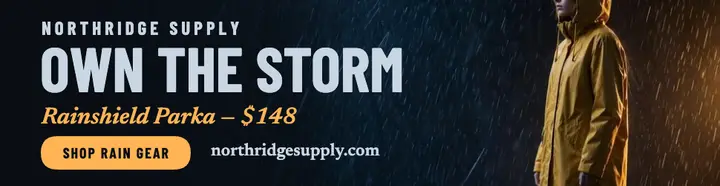Northridge Supply Rainshield parka billboard: rain parka billboard ad template