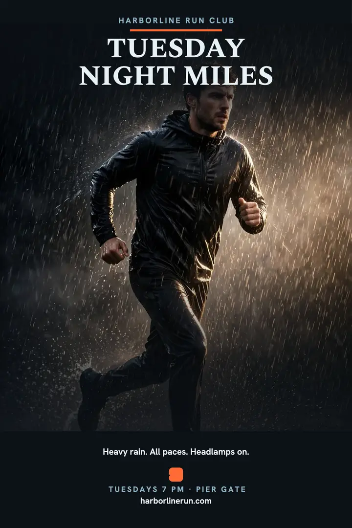 Harborline rainy night run poster template