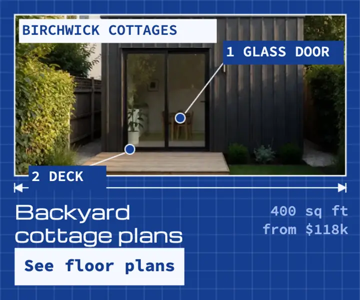 Birchwick backyard cottage plans 300x250 ad: backyard cottage plans medium rectangle ad template