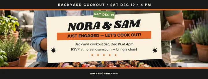 Nora and Sam engagement cookout cover template