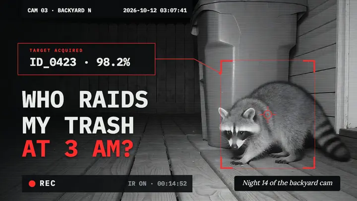 Backyard raccoon night camera thumbnail template
