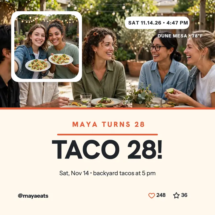 Maya taco backyard birthday post template
