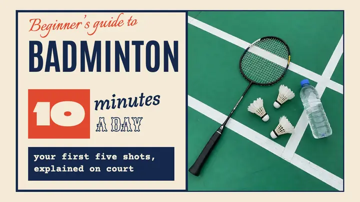 Shuttle Club badminton basics thumbnail, type collage template
