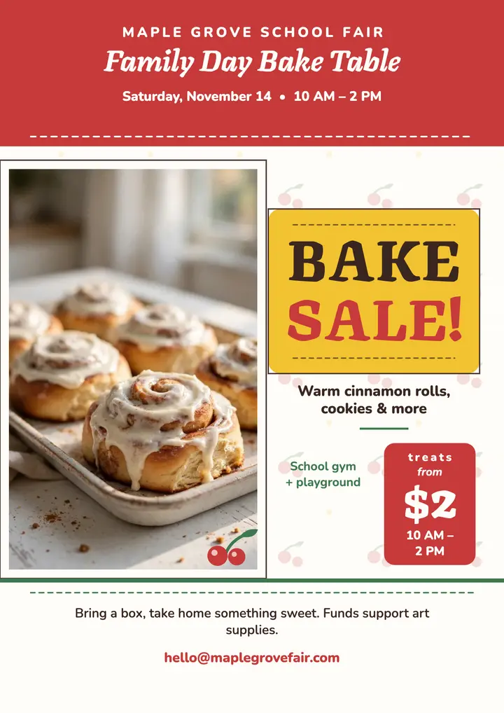 Maple Grove bake sale flyer template