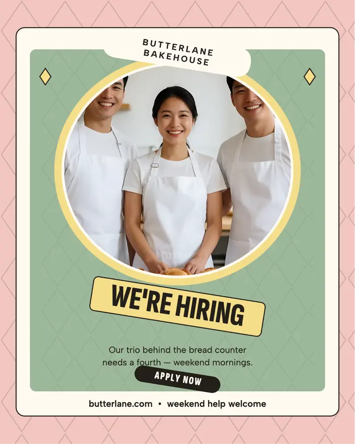 Butterlane Bakehouse hiring diamonds post template