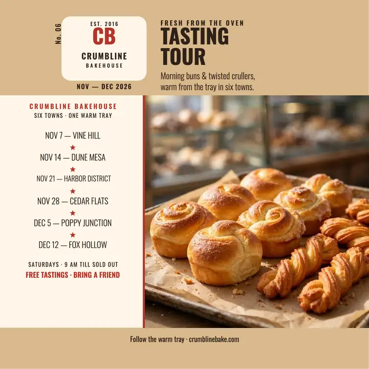 Crumbline Bakehouse tasting tour post template
