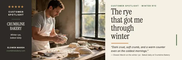 Crumbline Bakery winter rye spotlight: bakery customer review template
