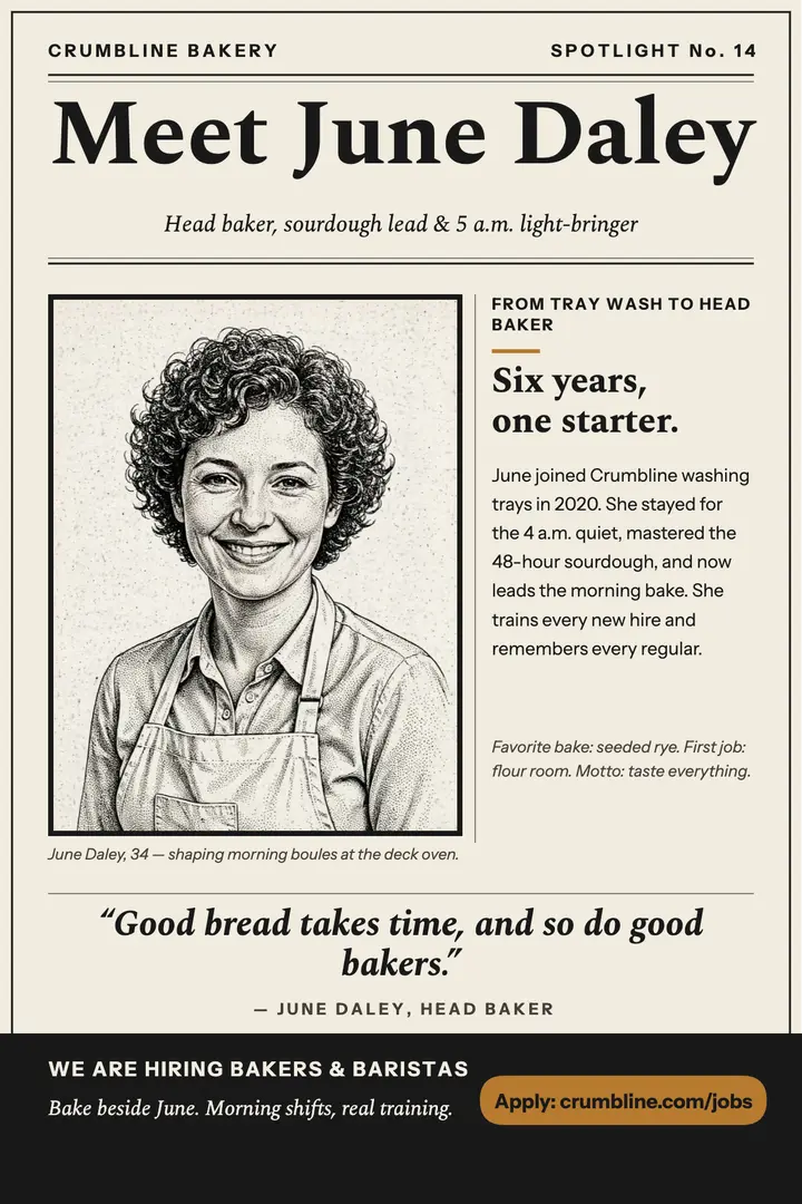 Crumbline baker spotlight hiring poster template