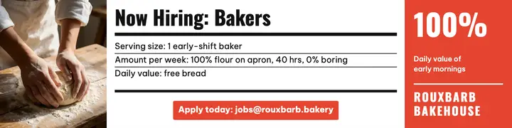 Rouxbarb Bakehouse now hiring bakers banner template