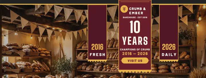 Crumb and Ember ten year banner cover template