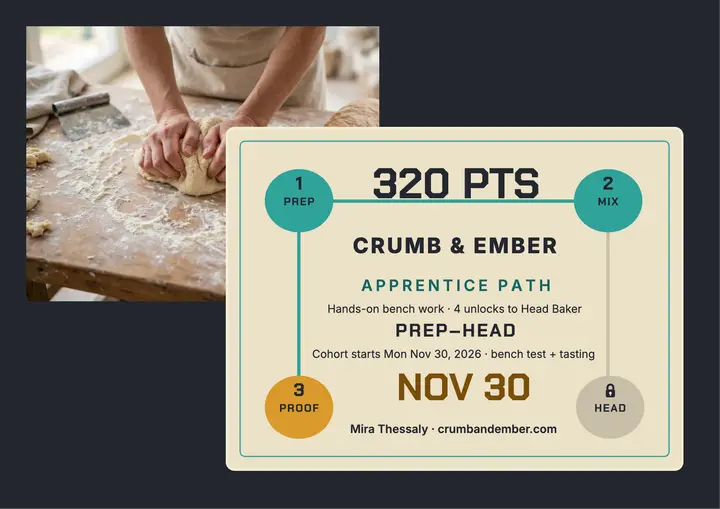 Crumb and Ember apprentice skill certificate: bakery apprentice certificate template