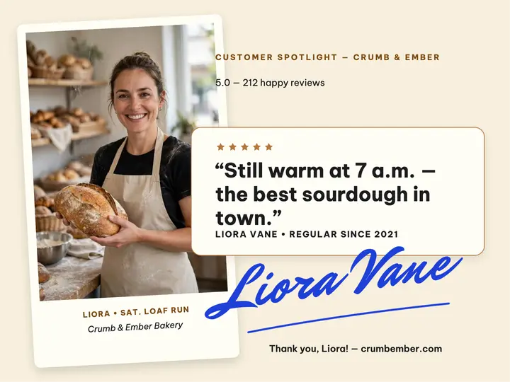 Crumb and Ember bakery regular review template