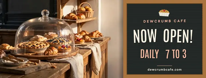 Dewcrumb Cafe now open letterboard cover template