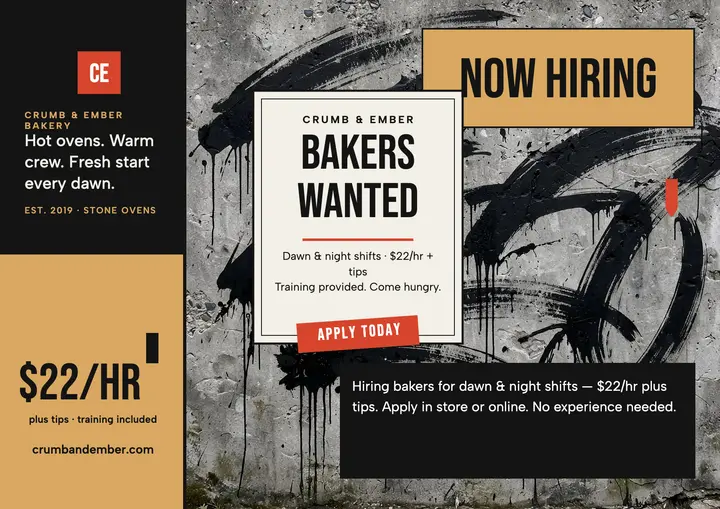 Crumb and Ember bakery crew hiring certificate template