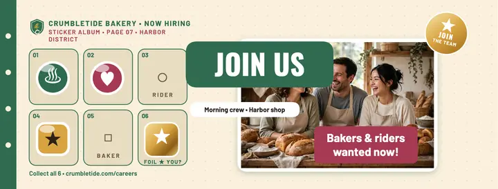 Crumbletide bakery crew hiring cover template