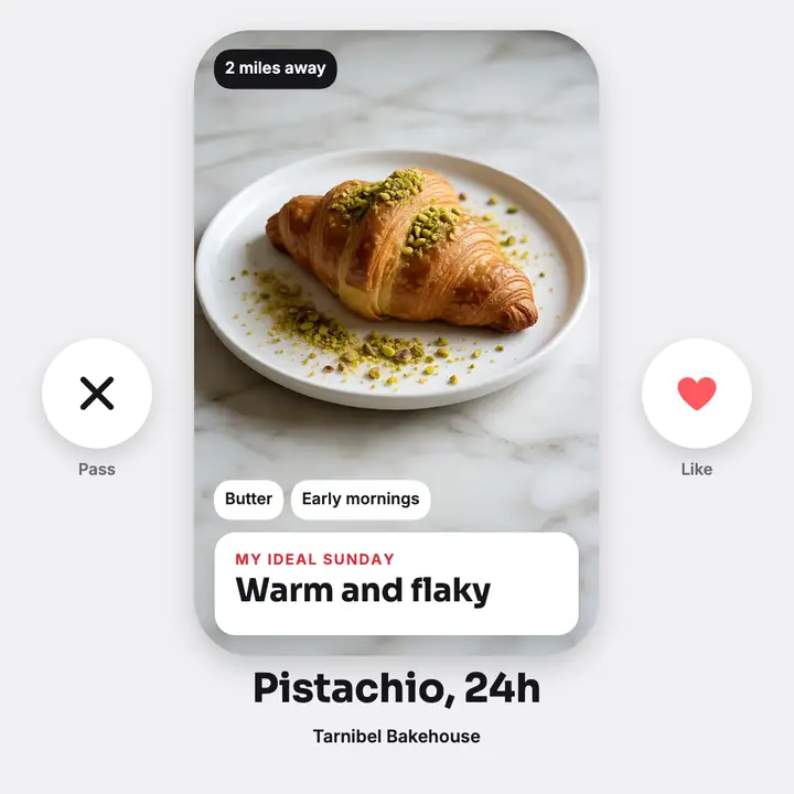 Bakery pistachio croissant dating profile post template