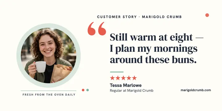 Marigold Crumb bakery review quote post template