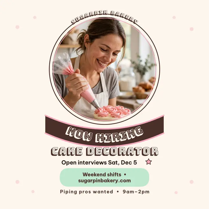 Sugarpin Bakery decorator hiring badge template