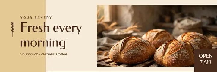 Fresh every morning bakery header template
