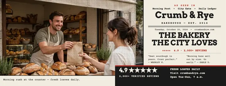 Crumb and Rye bakery front page cover template