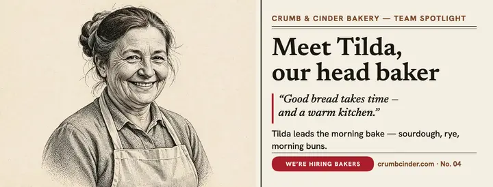 Crumb and Cinder head baker cover template