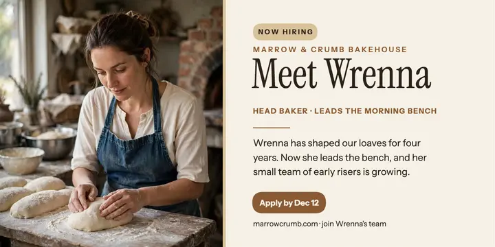 Marrow and Crumb head baker hiring post template