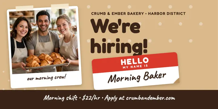 Crumb and Ember bakery hiring post template
